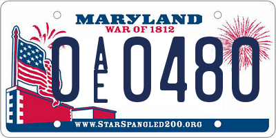 MD license plate 0AE0480