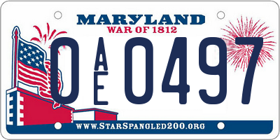 MD license plate 0AE0497
