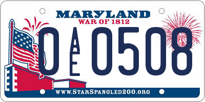 MD license plate 0AE0508