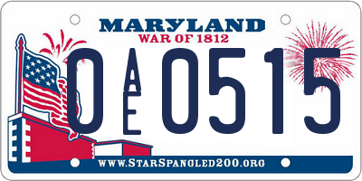 MD license plate 0AE0515