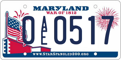 MD license plate 0AE0517