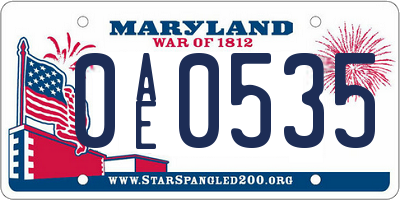 MD license plate 0AE0535