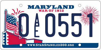 MD license plate 0AE0551