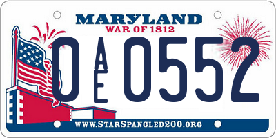 MD license plate 0AE0552