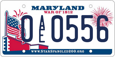 MD license plate 0AE0556