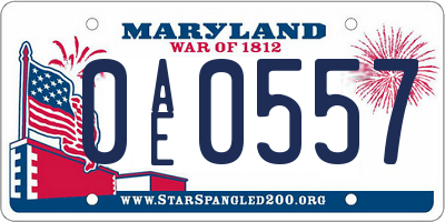 MD license plate 0AE0557