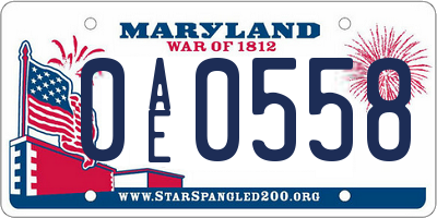 MD license plate 0AE0558