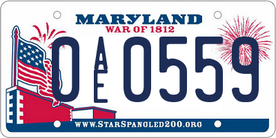 MD license plate 0AE0559