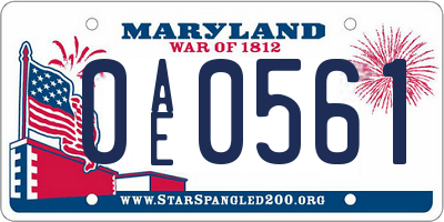 MD license plate 0AE0561