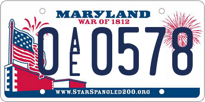 MD license plate 0AE0578