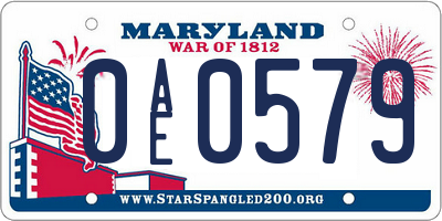 MD license plate 0AE0579