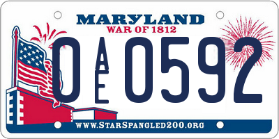 MD license plate 0AE0592