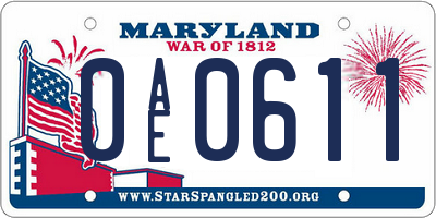 MD license plate 0AE0611