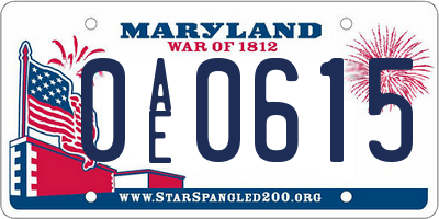 MD license plate 0AE0615