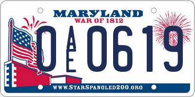 MD license plate 0AE0619