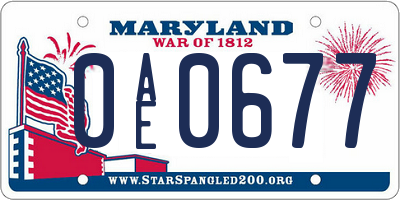 MD license plate 0AE0677