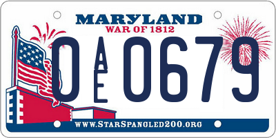 MD license plate 0AE0679