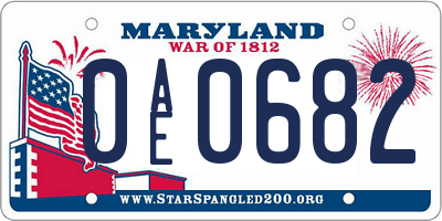 MD license plate 0AE0682