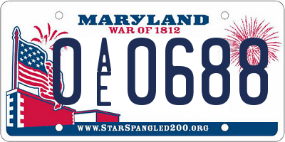 MD license plate 0AE0688