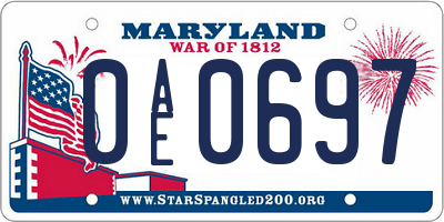 MD license plate 0AE0697