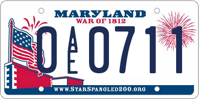 MD license plate 0AE0711