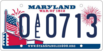 MD license plate 0AE0713