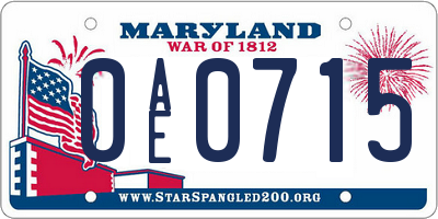MD license plate 0AE0715