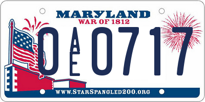 MD license plate 0AE0717