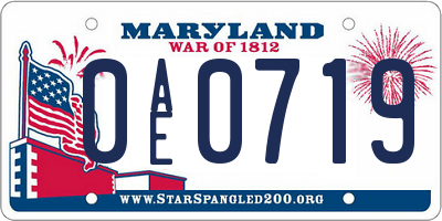 MD license plate 0AE0719
