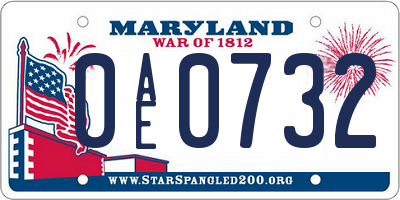 MD license plate 0AE0732