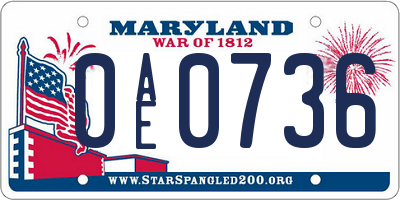 MD license plate 0AE0736