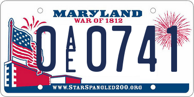 MD license plate 0AE0741