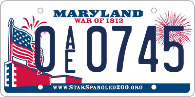 MD license plate 0AE0745