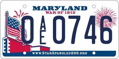 MD license plate 0AE0746