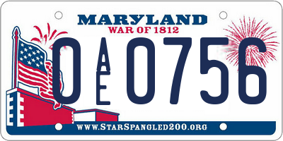 MD license plate 0AE0756