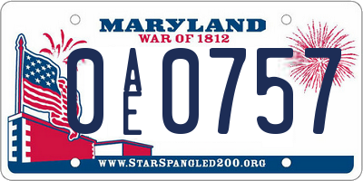 MD license plate 0AE0757