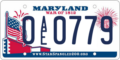 MD license plate 0AE0779