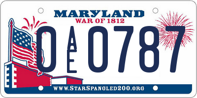 MD license plate 0AE0787
