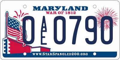 MD license plate 0AE0790