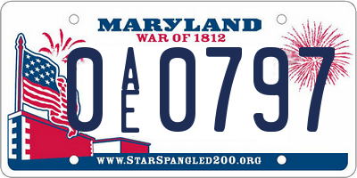 MD license plate 0AE0797
