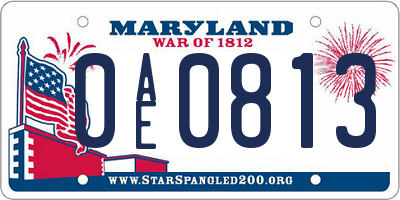 MD license plate 0AE0813