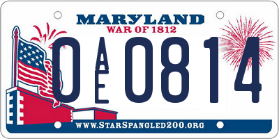 MD license plate 0AE0814