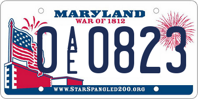 MD license plate 0AE0823