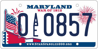 MD license plate 0AE0857