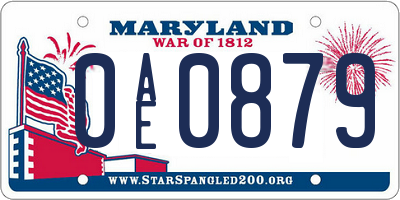 MD license plate 0AE0879