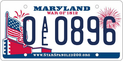 MD license plate 0AE0896