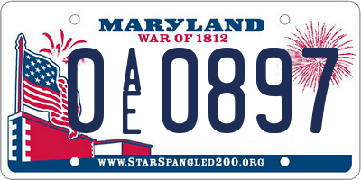 MD license plate 0AE0897