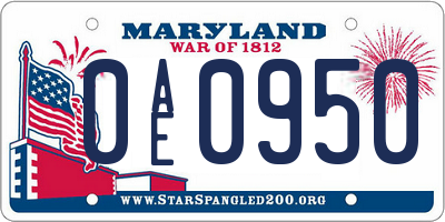 MD license plate 0AE0950