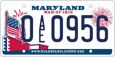 MD license plate 0AE0956
