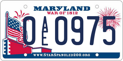 MD license plate 0AE0975